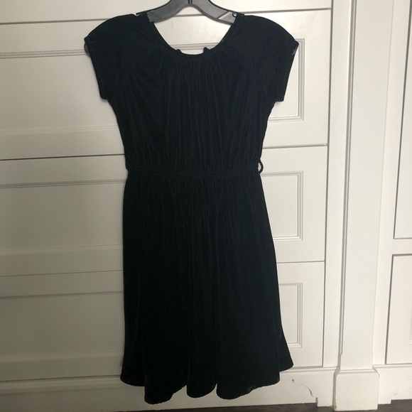 Lands’ End Girls’ Velvet Black Dress - Picture 1 of 5